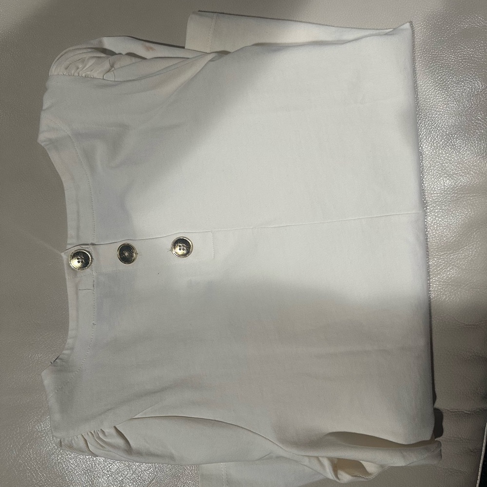 J. Crew Ivory Button-Accent Cotton Top